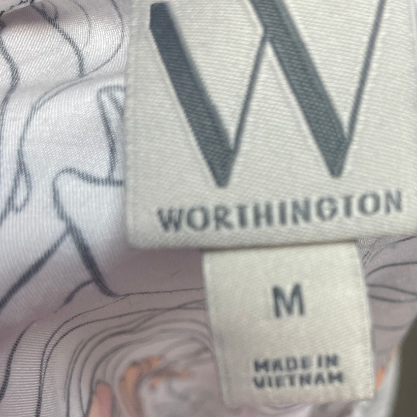 Worthington Womens Medium Elastic Wrist Long Sleeve Lightweight Floral Blouse