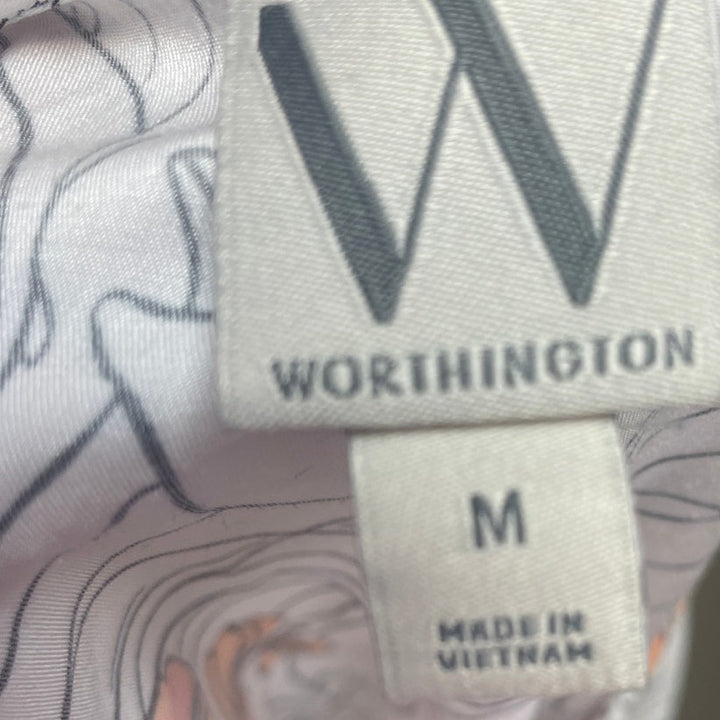 Worthington Womens Medium Elastic Wrist Long Sleeve Lightweight Floral Blouse