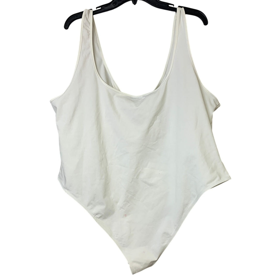 NWT New Shein SXY Womens 4XL White Sleeveless Thin Strap Snap Crotch Bodysuit