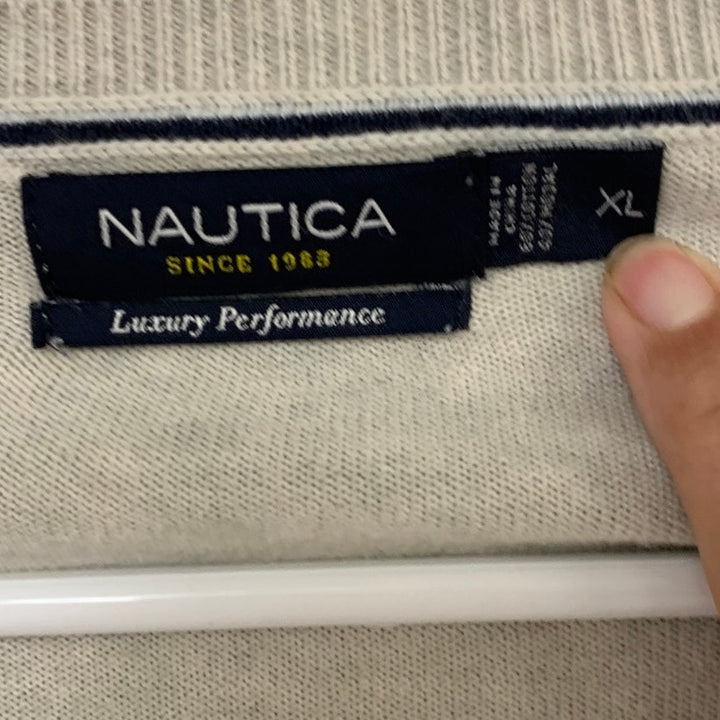 Lot of 2 Nautica Mens XL Heathered Gray Blue Long Sleeve V Neck Knit Sweaters