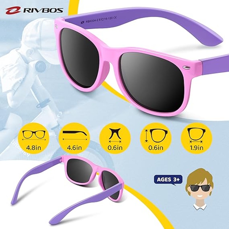 Toddler Kids Polarized UV Protection Flexible Rubber Sunglasses Shades w Strap
