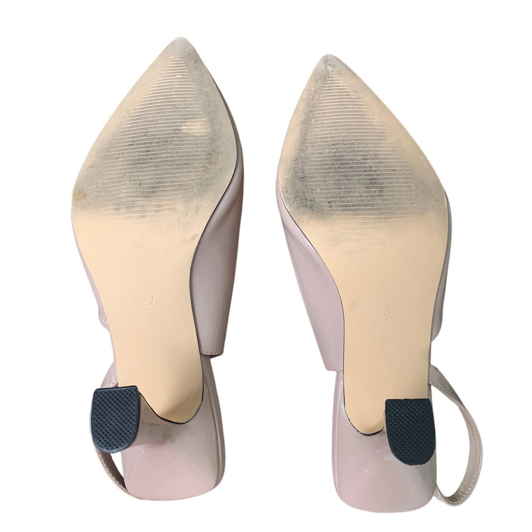 Coutgo Womens Size 8 Tan 3.5" Stiletto Heel Slingback Closed Pointed Toe Shoes