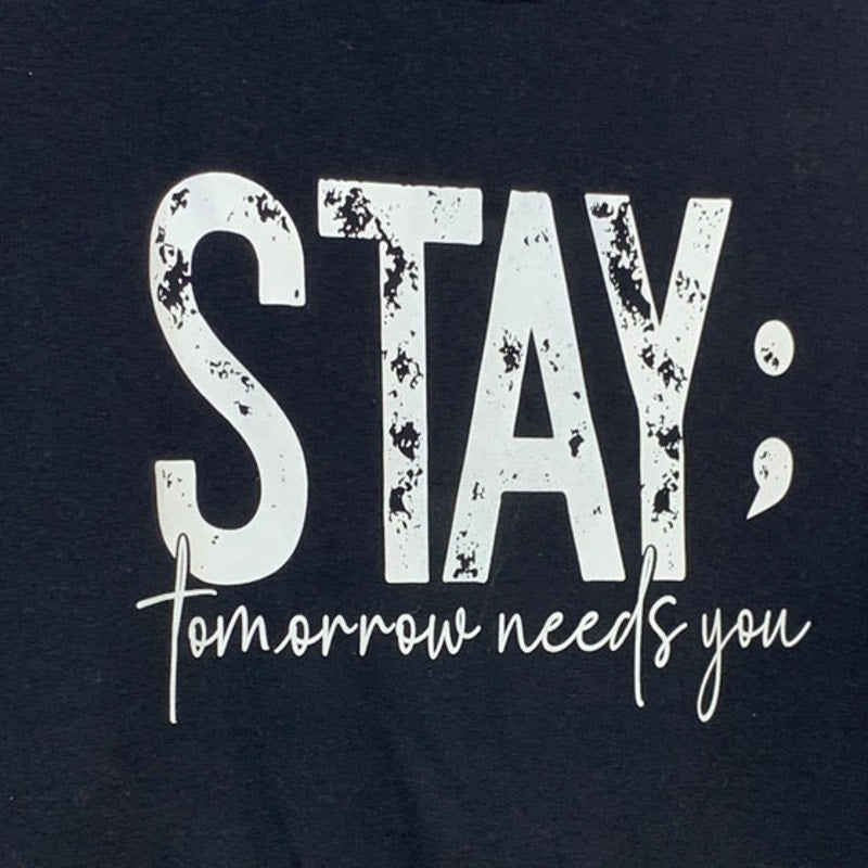 Upcycled Hand Printed Mens XL Stay Tomorrow Needs You Suicide Awareness Tank Top