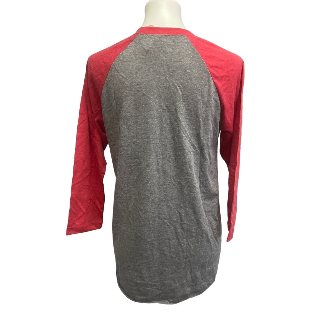 New Hand Printed Womens Small Red Cardinal Bird 3/4 Sleeve Cotton Blend Tee