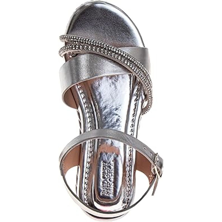 Badgley Mischka Little Girls Size 13 Silver Rhinestone Wedge Espadrille Sandals