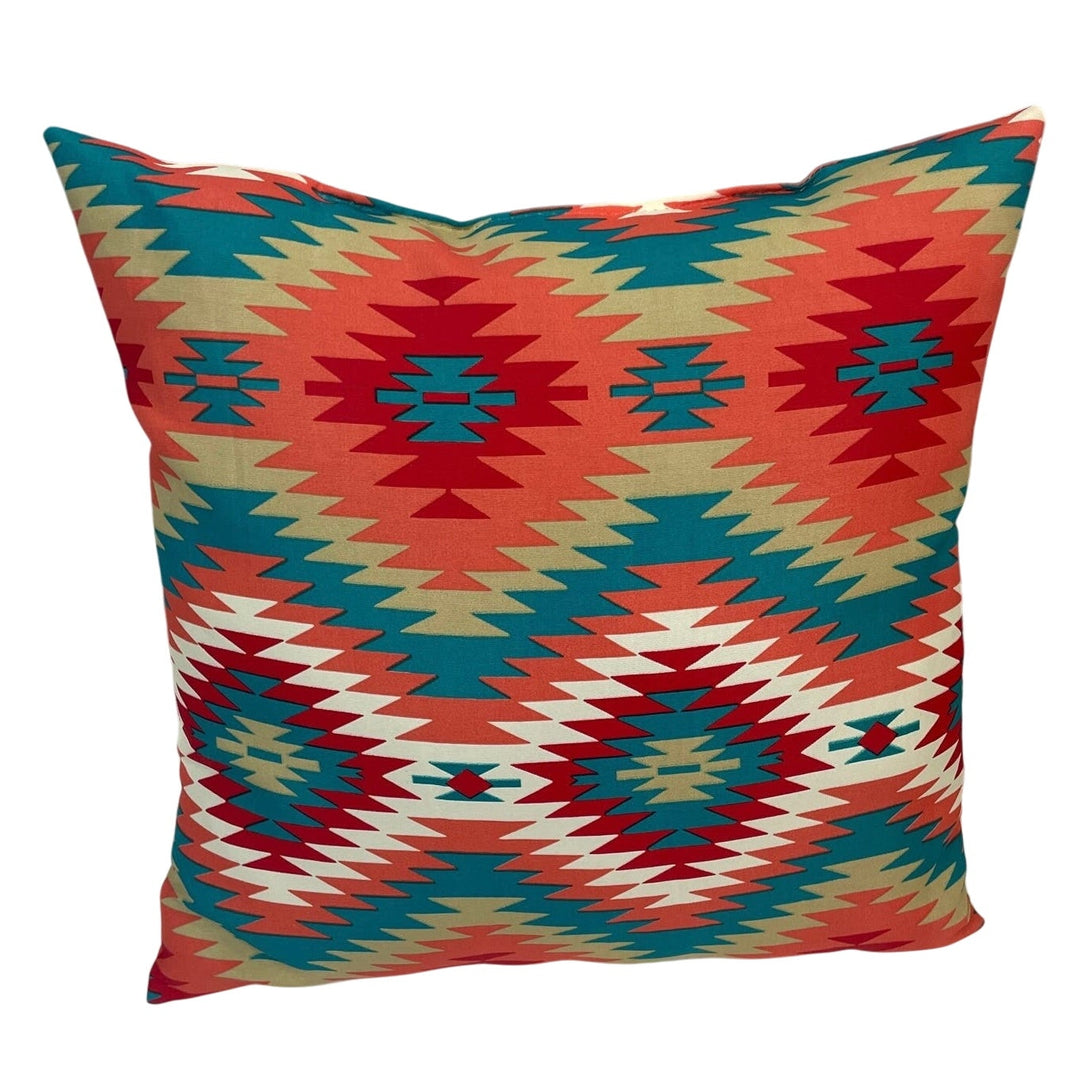 Southwest Inspired Aztec Diamond Design Indoor Outdoor 15" Square Toss Pillow