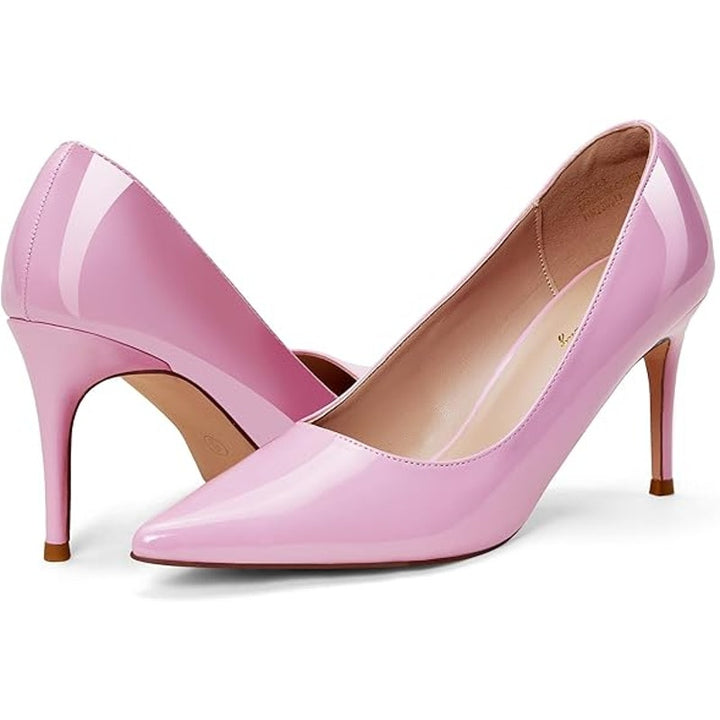 Elisabet Tang Womens Size 8 Pink 3" High Heel Pointy Toe Slide On Pumps Shoes