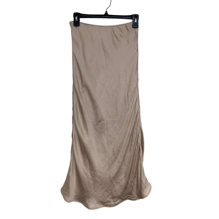 New American Eagle Womens Small AE High-Waisted Tan Sandbar Midi Slip Skirt