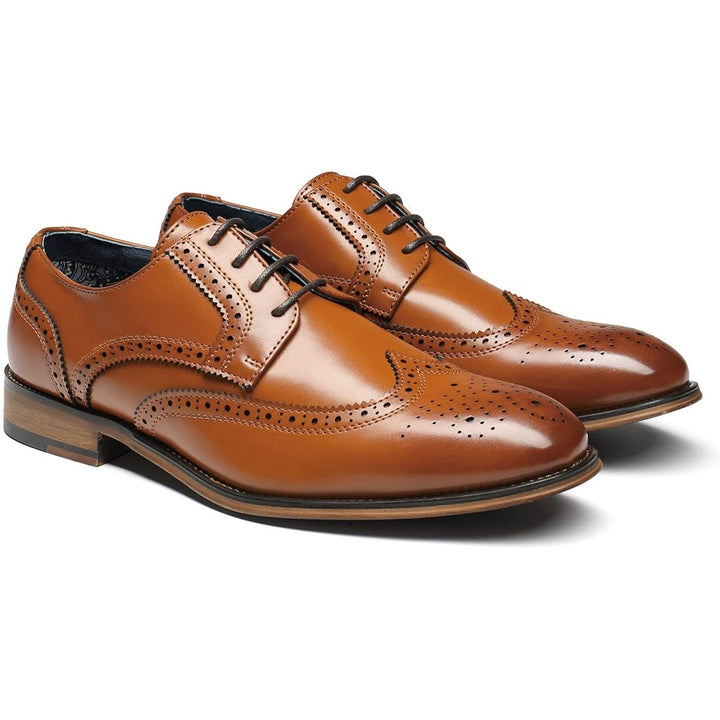 Bruno Marc Mens Size 10.5 Brown Faux Leather Lace Up Soft Cap Toe Oxford Shoes