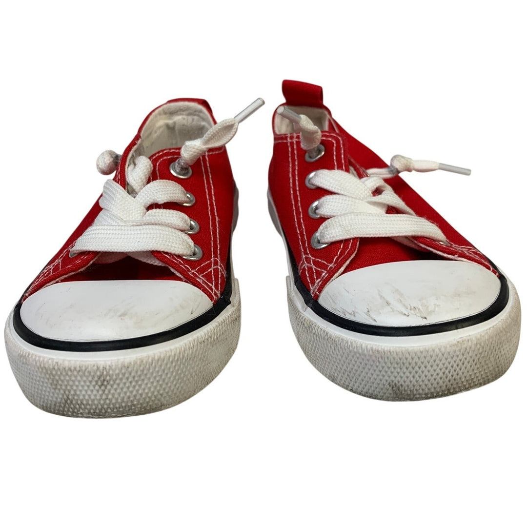 Boys Size 7 Red Canvas Sneakers Lace Up Low Top Round Toe Classic Shoes