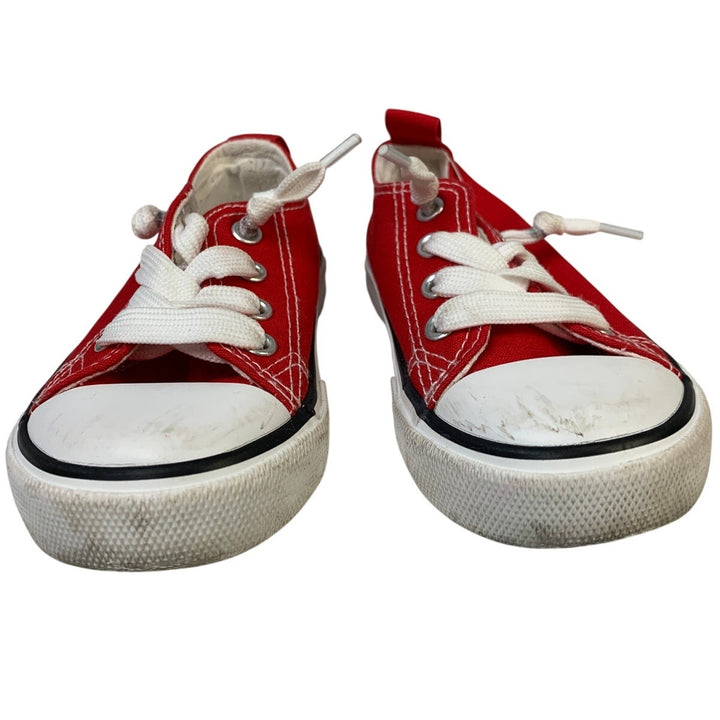 Boys Size 7 Red Canvas Sneakers Lace Up Low Top Round Toe Classic Shoes