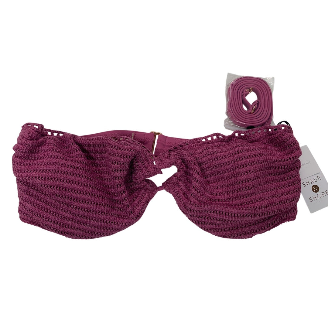 NWT New Shade &amp; Shore Womens 34D Crochet Strapless or Strap Bikini Top ONLY