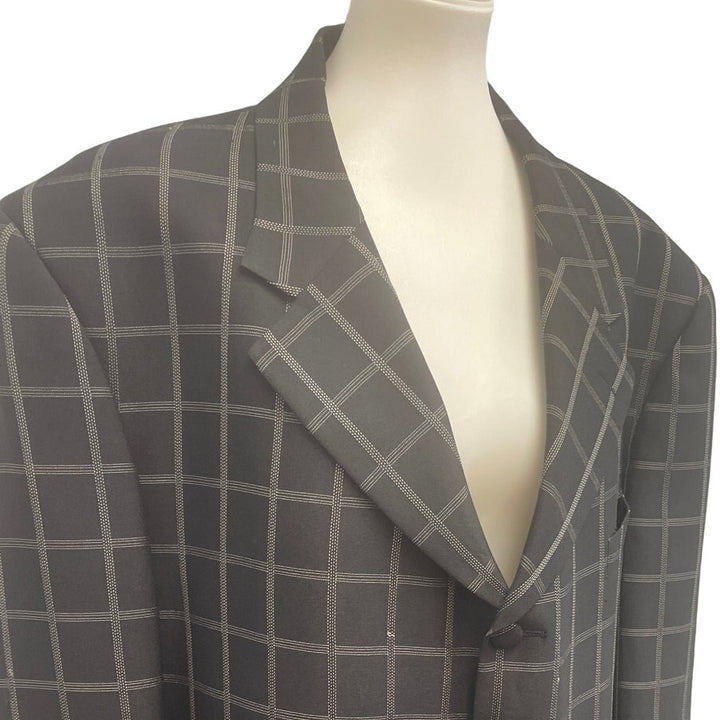 Mens 50 Regular Long Sleeve Plaid Button Up Lined Suit Jacket Only