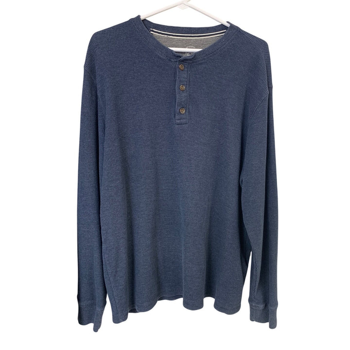 Lot of 2 GH Bass &amp; CO Knit Goods Mens XL Black Blue Waffled Long Sleeve Shirts