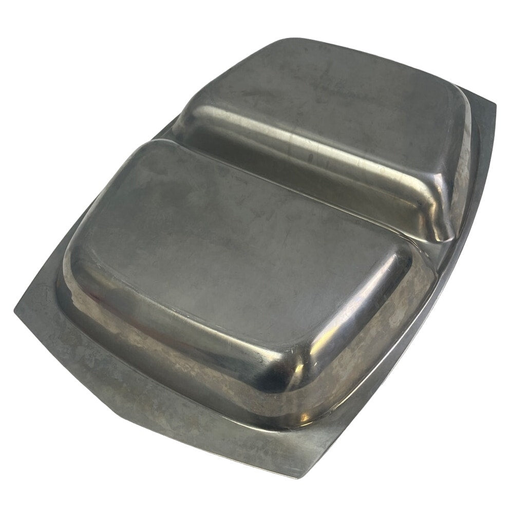Vintage Shiny Metal Stainless Steel Divided Serving Trinket Collectible Tray