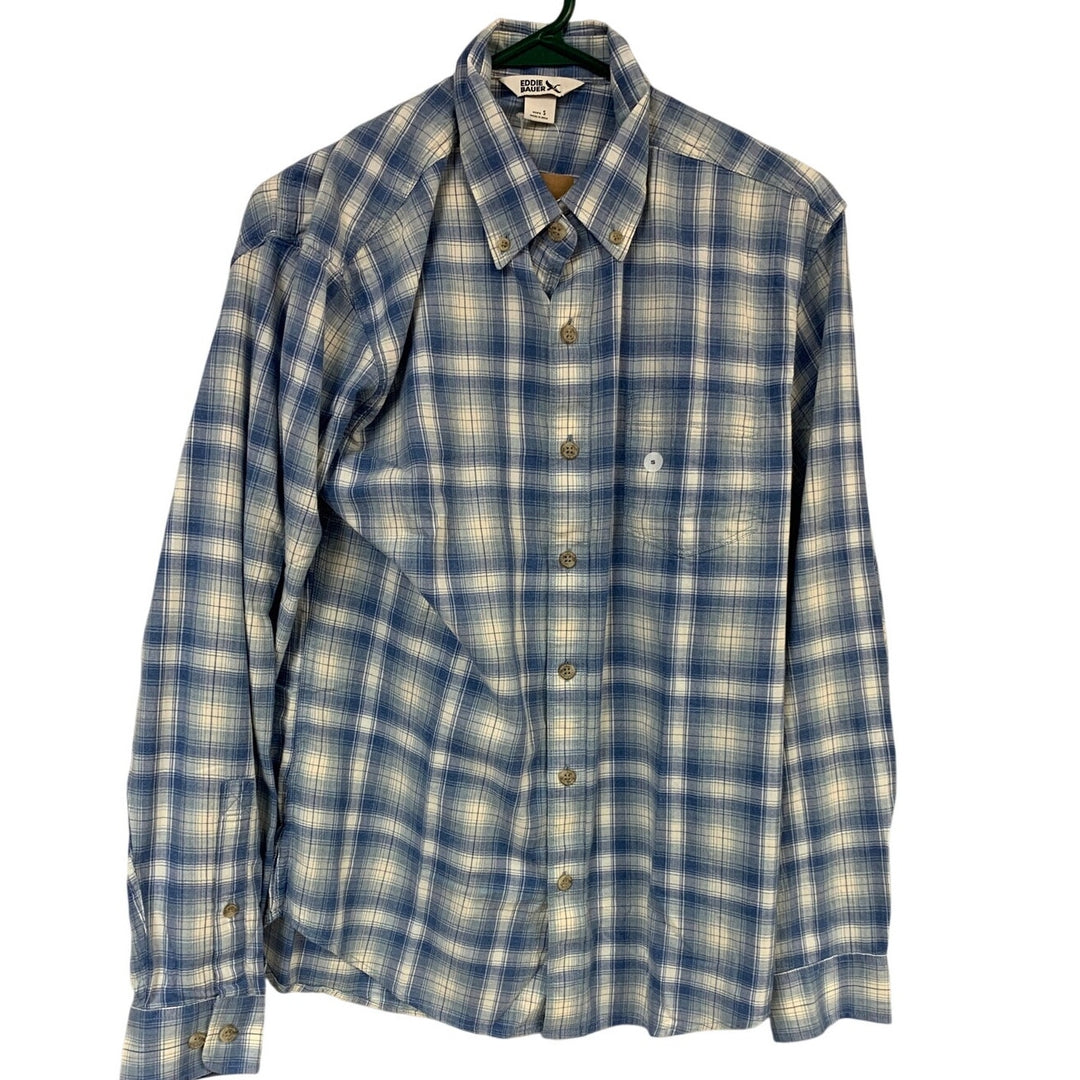 New Eddie Bauer Mens Small Azure Blue Long Sleeve Tidelands Button Up Shirt