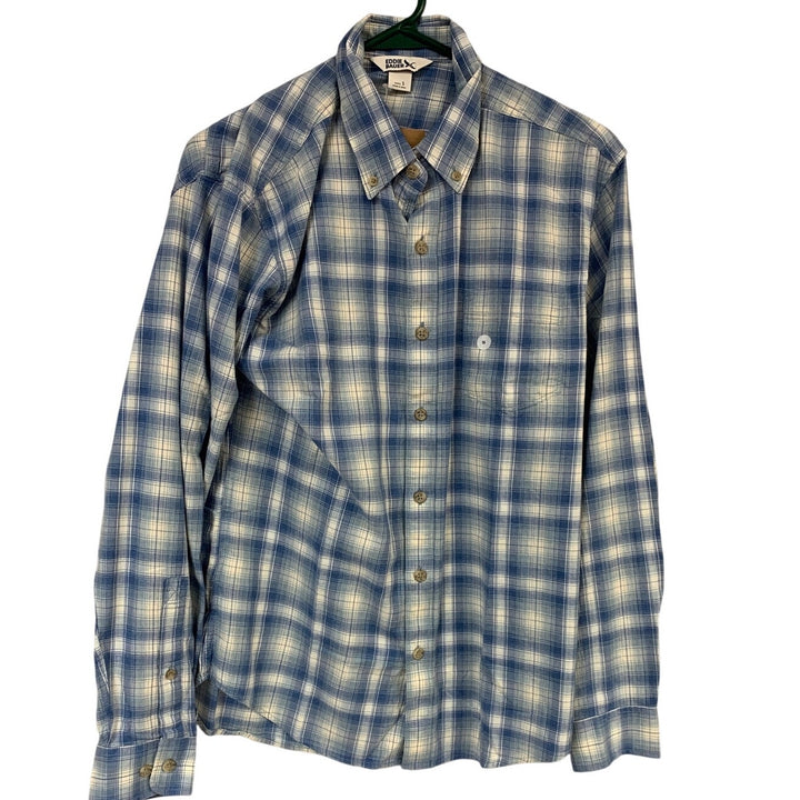 New Eddie Bauer Mens Small Azure Blue Long Sleeve Tidelands Button Up Shirt