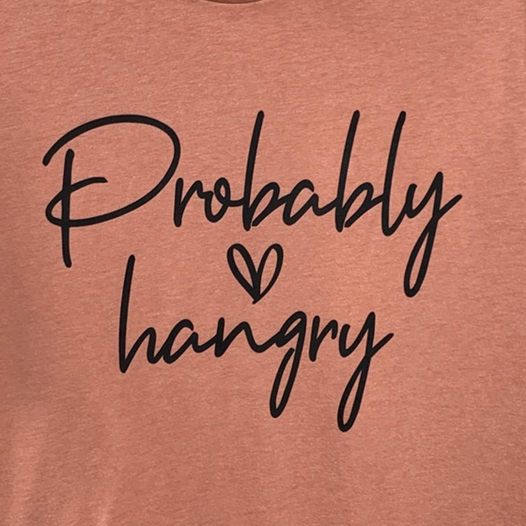 New Hand Printed Womens Large Probably Hangry Heart Short Sleeve Tee Shirt