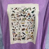 Hand Printed Upcycled Womens XXL Vintage Book Page Butterfly Long Sleeve Tee