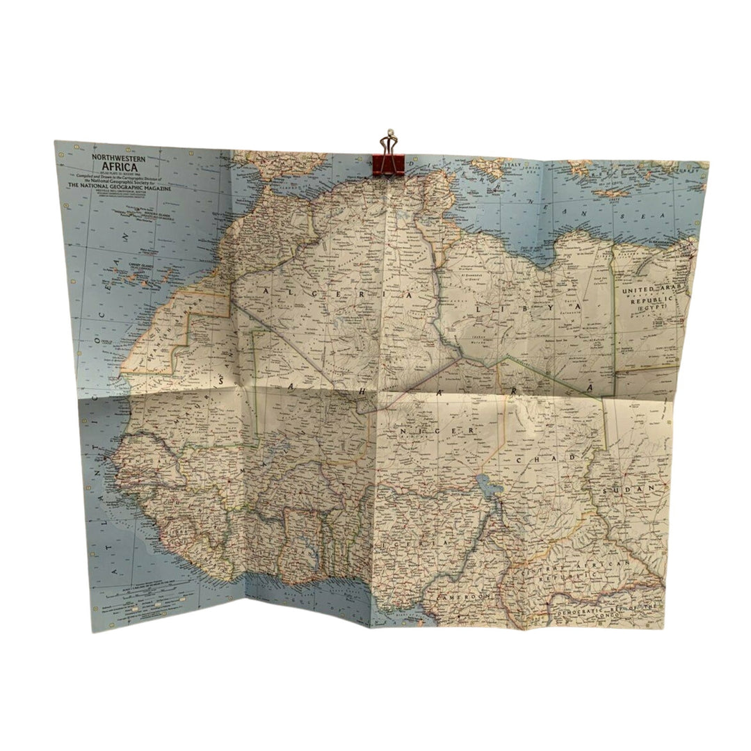 Vintage 1966 National Geographic Society Wall map of Northwestern Africa 19X25