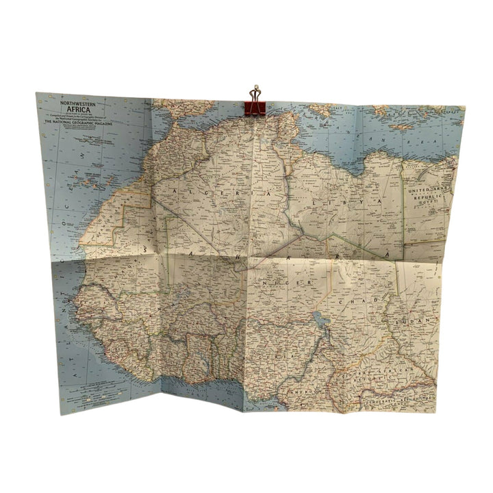 Vintage 1966 National Geographic Society Wall map of Northwestern Africa 19X25