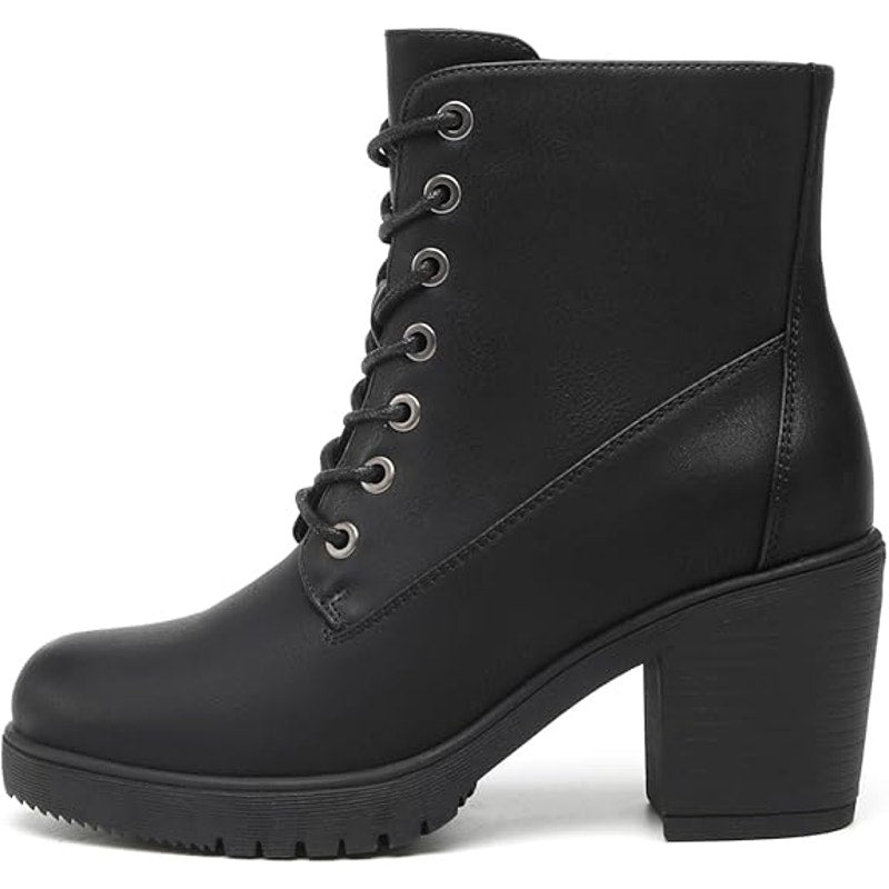 New Tyndall Womens 9 Black 4" Chunky Heel Ankle Boot Round Toe Size Zip Shoes