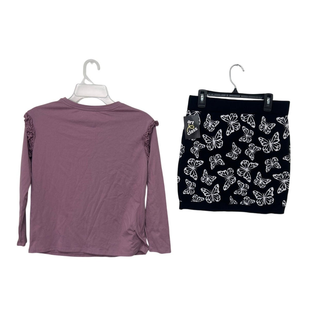 Lot of 2 New Cat &amp; Jack Art Class XL (14/16) Long Sleeve Top Butterfly Skirt
