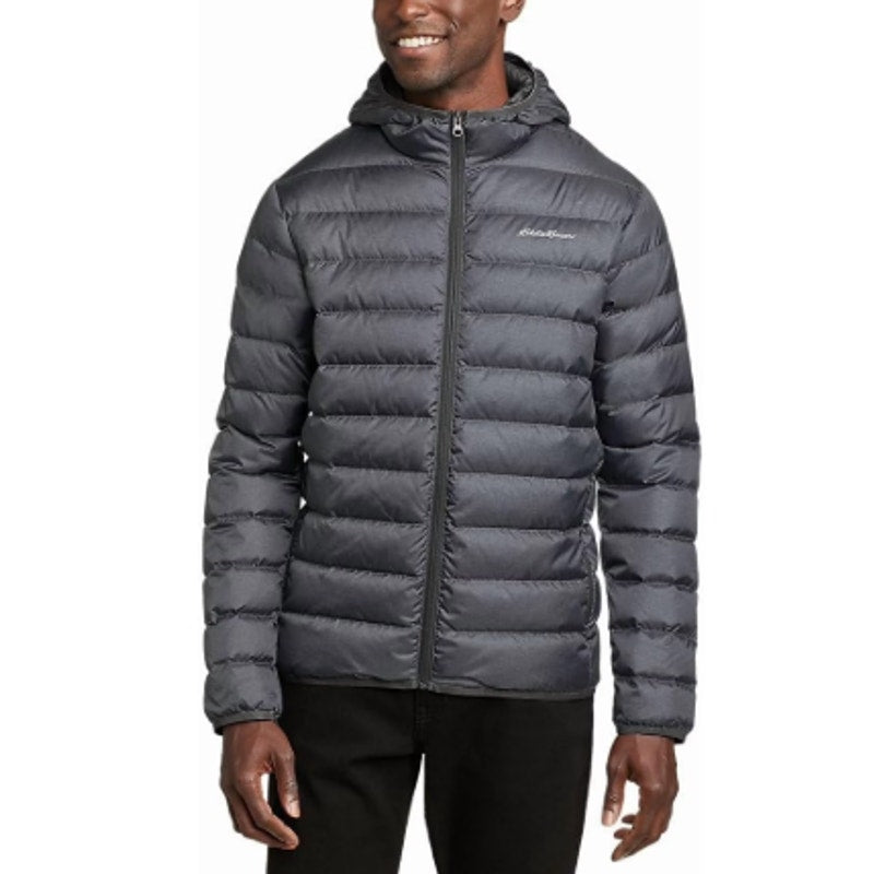 New Eddie Bauer Mens Small Smoke Gray CirrusLite 650FP Down Hooded Puffer Jacket