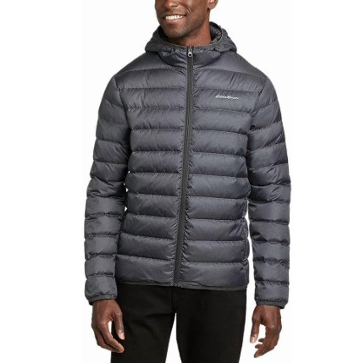 New Eddie Bauer Mens Small Smoke Gray CirrusLite 650FP Down Hooded Puffer Jacket