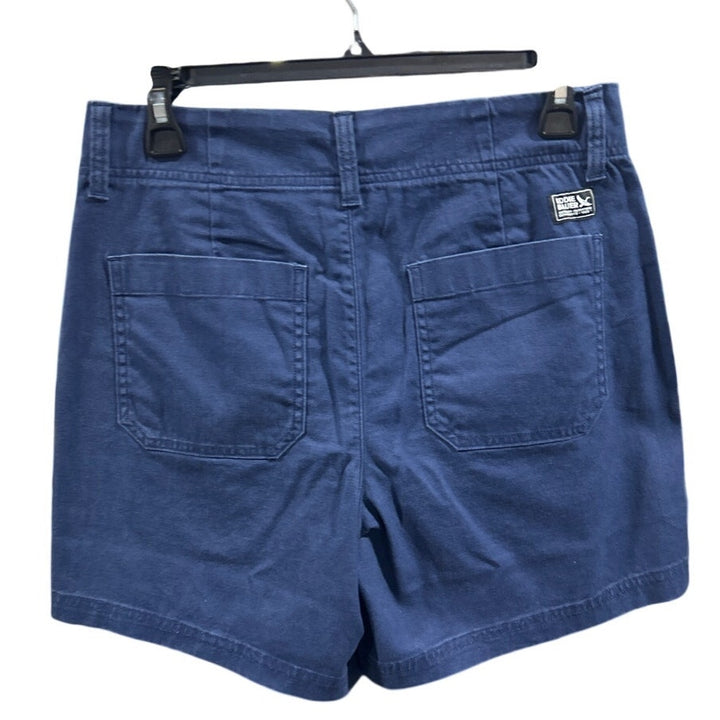 New Eddie Bauer Womens Navy Blue Utility Canvas Stretch Cotton Shorts W Pockets