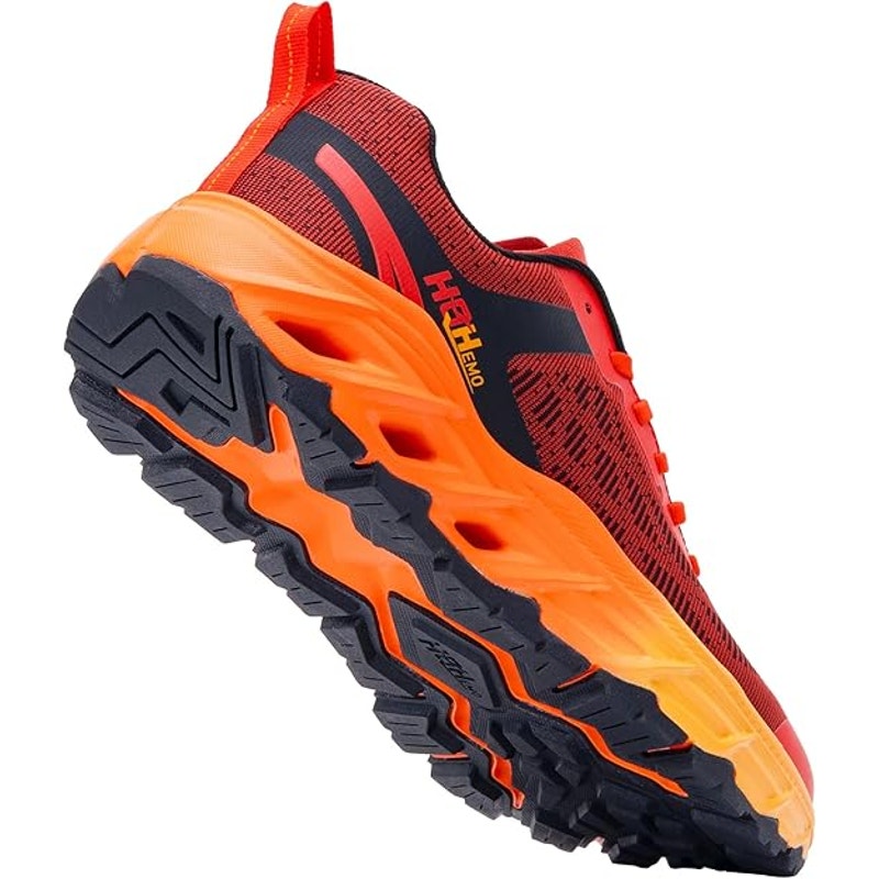 New HQHemo Mens Size 10 FALKON Red Orange Lace Up Trail Running Athletic Shoes