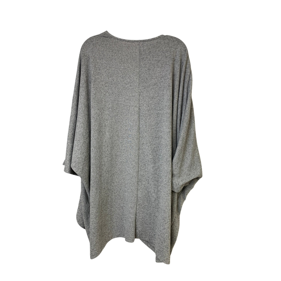 Shein Womens 1XL Gray Heathered Short Sleeve Open Front Cardigan Sweater