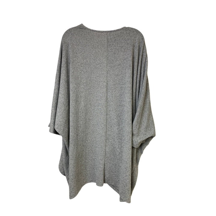 Shein Womens 1XL Gray Heathered Short Sleeve Open Front Cardigan Sweater