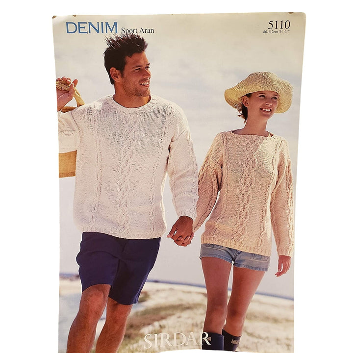 New Old Stock Sirdar 5110 Denim Sport Aran Sweater Pattern