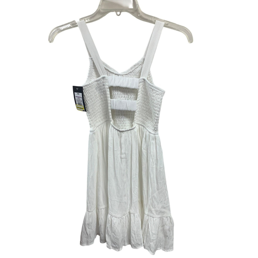 New Art Class Girls Medium (8) Solid White Smocked Strappy Rayon Halter Dress