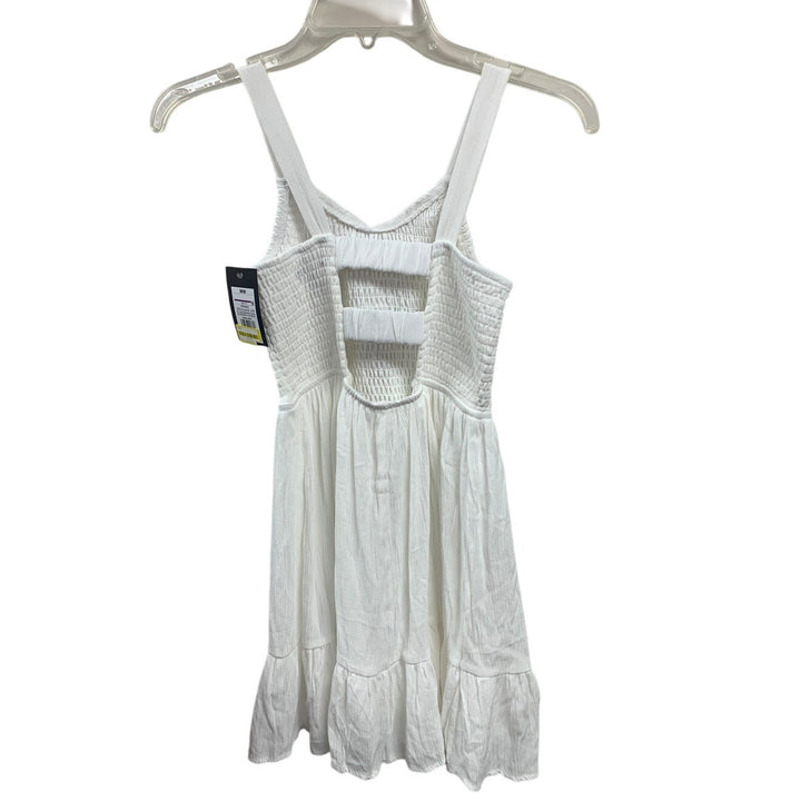 New Art Class Girls Medium (8) Solid White Smocked Strappy Rayon Halter Dress