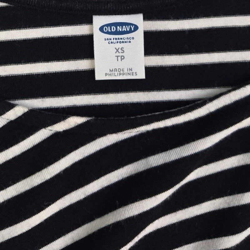Old Navy Womens XS Long Sleeve Stretchy Rayon Spandex Striped Fit Flare Dress