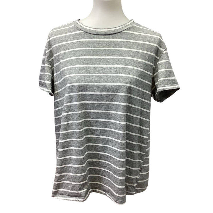 Listicle Womens Large Short Sleeve Striped Cotton Blend Tee Shirt w Open Back
