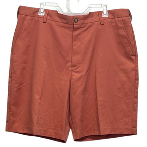 Izod Mens Size 38 100% Polyester Long Solid Coral Board Golf Shorts w Pockets