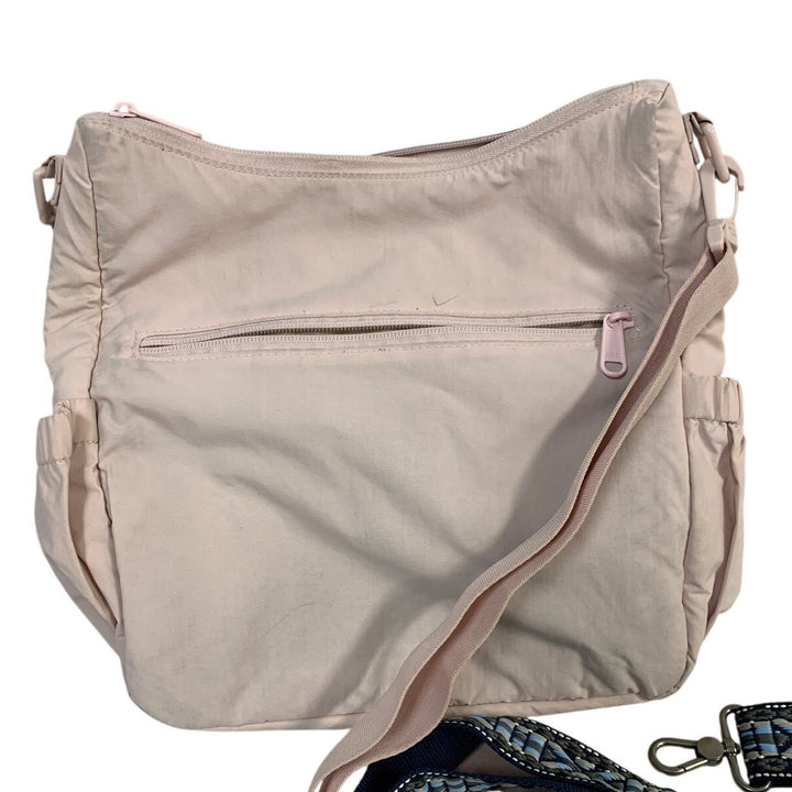 Bagsmart Womens Pink Nylon Multi Zip Pocket Crossbody Travel Handbag Purse