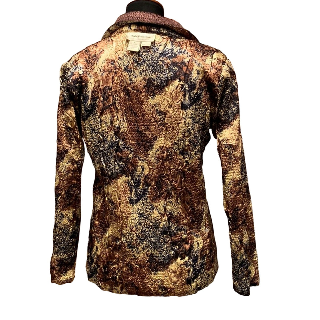 Keke Collection Womens Medium Reversible Animal Print Polyester Button Up Jacket