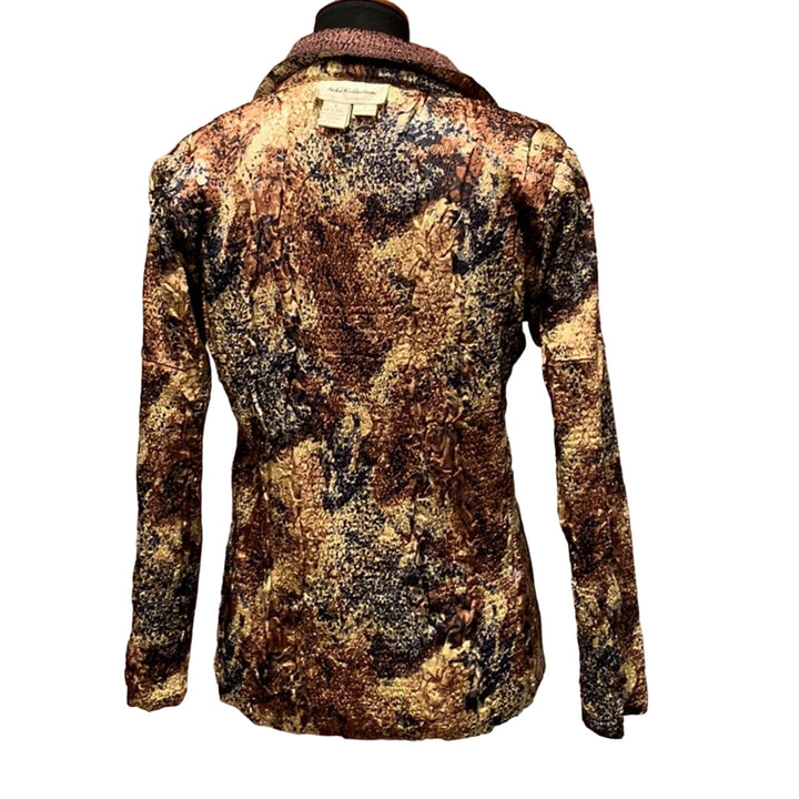 Keke Collection Womens Medium Reversible Animal Print Polyester Button Up Jacket