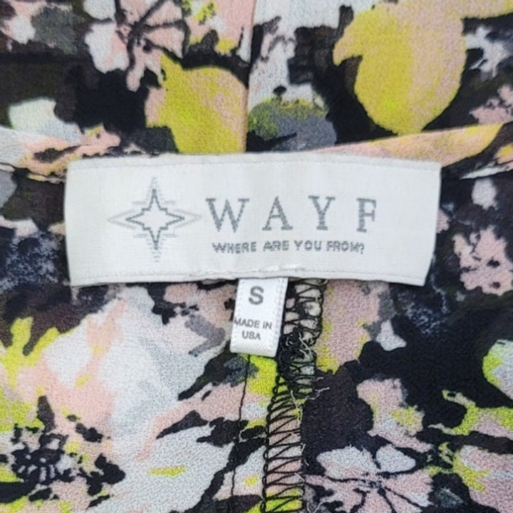 WAYF Womens Small Deep V Floral Half Sleeve Lightweight Wrap Top Blouse