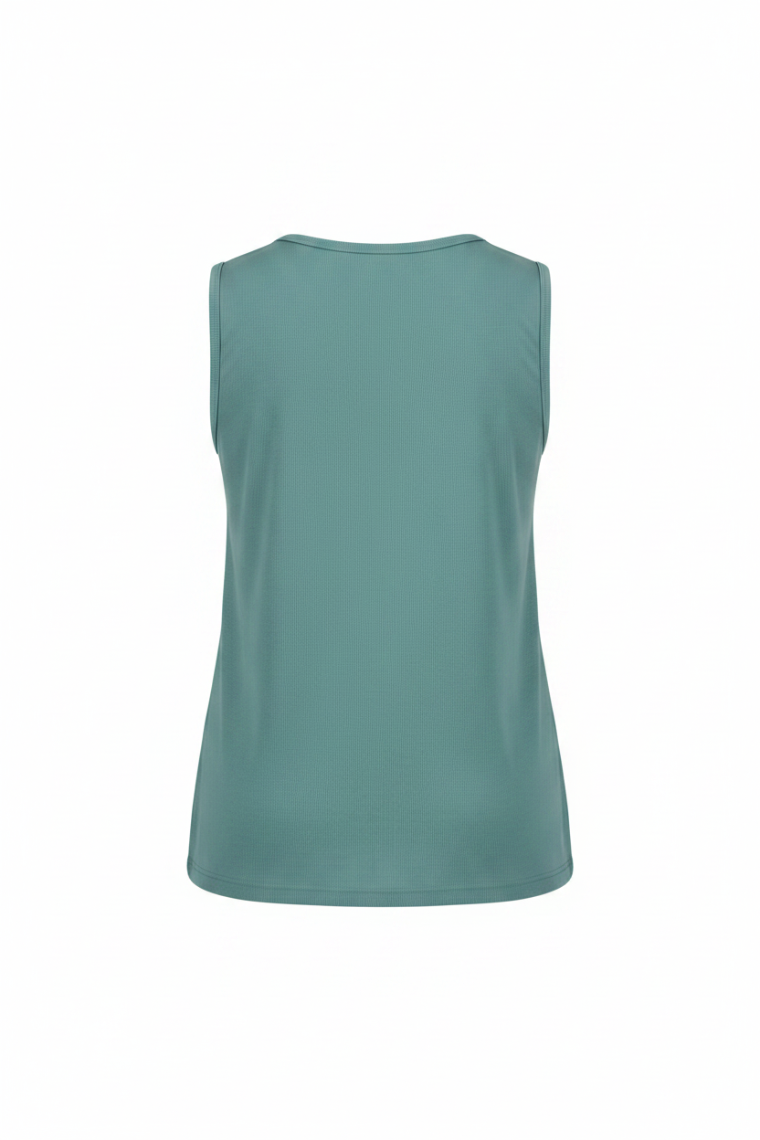 Back of Eddie Bauer Ribbed Tank Top in Dusty Jade Green