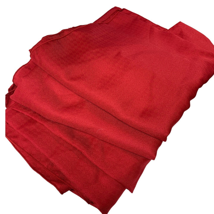 Set of 3 Solid Red Textured Christmas Holiday Fabric Rectangular Tablecloths