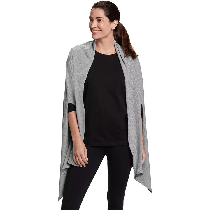 New Eddie Bauer Womens One Size Heathered Gray PolyCotton Daisy Travel Wrap