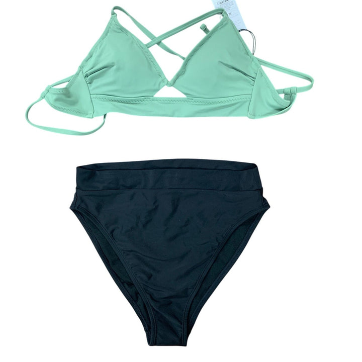 NWT New Shade &amp; Shore Xhilaration Womens 32B Medium High Rise Bikini Top Bottoms