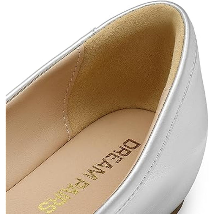 Dream Pairs Womens Size 7 Shiny Silver Bow Slip On Closed Toe Ballet Flats Shoes