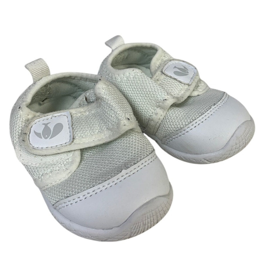 Toddler Boys Size 5 White Sneakers Round Toe Hook Loop Fastener Shoes