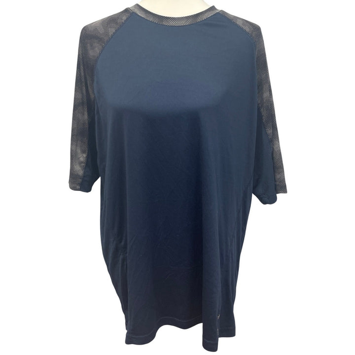 Reebok Mens XL 100% Polyester Short Sleeve Crew Neck Navy Athletic Tee Shirt